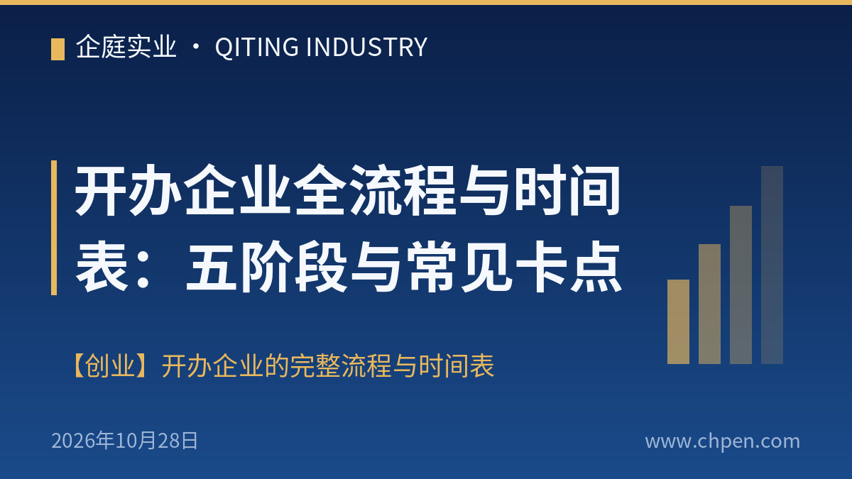 开办企业全流程与时间表:五阶段与常见卡点